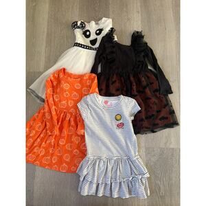 Toddler Girl 5T Halloween Dress Bundle Ghost Bats Stripes Pumpkin